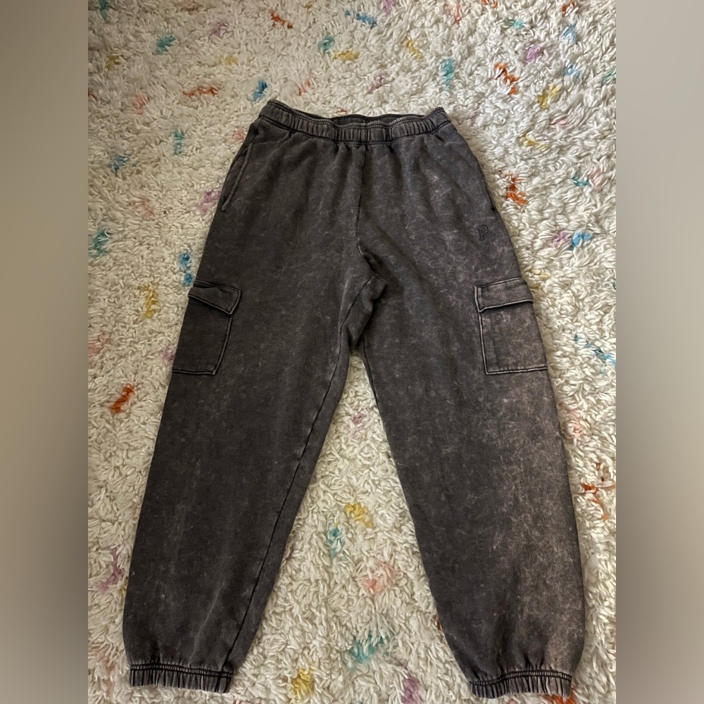 Pink acid Gray Cargo Jogger Pants woman small loose fit